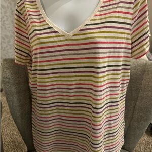 Sonoma Multicolor Striped V-Neck Tee